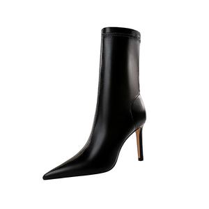 Ботильоны на каблуке 9,5 см женские BIGTREE, темно-коричневый