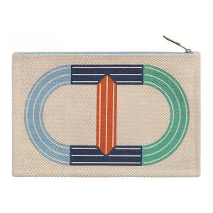 HERMES Хлопковая сумка-клатч с канвой и телячьей кожей, Ocean Multicolor Terrazzo Tiles