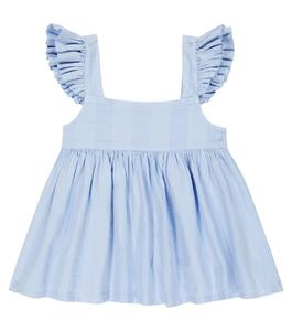 Топ Sky из хлопкового поплина с оборками Morley, синий