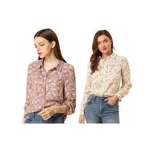 2 упаковки женской рубашки с длинным рукавом и цветочным принтом Inspire Chic, Pink White