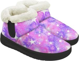 Зимние ботинки для женщин, снегоступы с меховой подкладкой, теплые женские походные и прогулочные туфли, противоскользящие легкие ботинки до щиколотки Chririnla, Star Tie-Dye