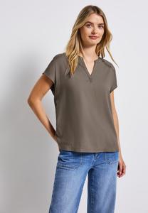 Блуза Street One SPLIT NECK, Braun/Mottled Brown