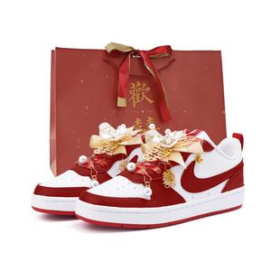 Nike Кроссовки Court Borough Cushioning, износостойкие, низкие, для скейтбординга, женские, красные