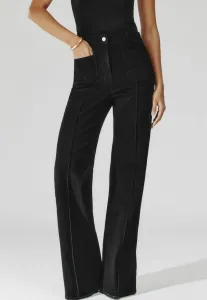 Джинсы прямого кроя с накладными карманами в стиле «сакура», расклешенные. Reiss, Black