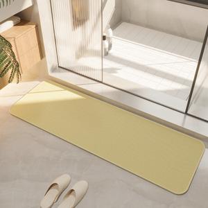Dajiang Ковер 80х120 см из льна для ванной комнаты, не скользит, высокая плотность плетения, желтый, закругленные углы, Small Rounded Corners
