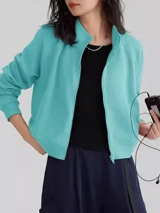 Женская куртка на молнии с высоким воротником из вафельной ткани Doux Belle, цвет Blue-Green