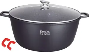 Высококачественная кастрюля с мраморным антипригарным покрытием - 28 см, подходит для всех типов плит. ROYAL SWISS