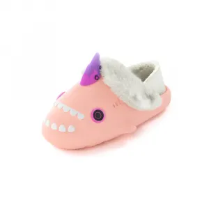 HelloSlippers Акульи зимние шарки в стиле киберпанк, закрытые тапочки на каблуке унисекс розовые, цвет Pink