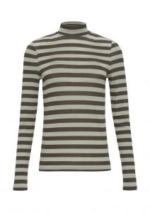 Лонгслив QS Shirt, цвет dark brown/pastel green