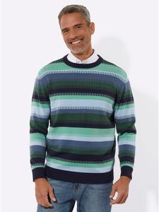 Свитер с круглым вырезом в полоску цвета мха и шалфея Sieh an!