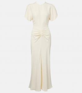 Собранное платье миди Victoria Beckham, слоновая кость