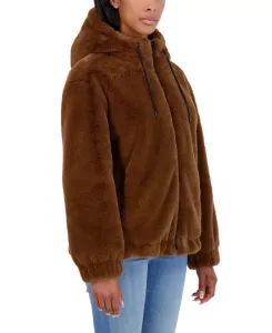 Двусторонняя куртка-бомбер с капюшоном из искусственного меха для юниоров Sebby, коричневый