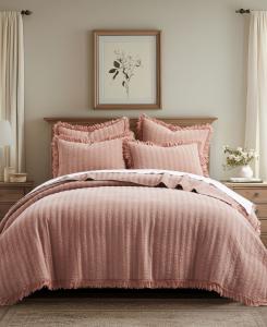 Комплект постельного белья Wilhemina Stone Washed, 3 предмета, размер Full/Queen Levtex, Dusty Rose