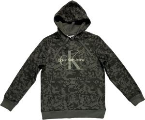 Мужская флисовая толстовка с капюшоном и логотипом Calvin Klein, серая в тонкую полоску, Grey