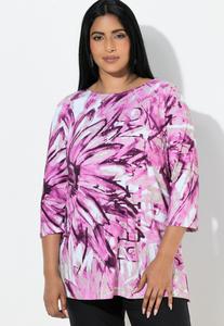 Топ Ulla Popken PIMA ZIERSTEINE A-LINIE U-BOOT-AUSSCHNITT 3/4-ARM, Berry/Purple