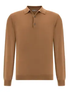 Шерстяной свитер с воротником поло Boggi Milano, коричневый