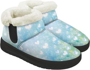 Зимние ботинки для женщин, снегоступы с меховой подкладкой, теплые женские походные и прогулочные туфли, противоскользящие легкие ботинки до щиколотки Chririnla, Heart Galaxy