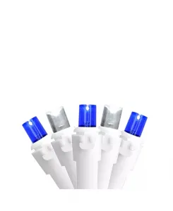 Набор из 100 синих и чисто-белых светодиодных рождественских гирлянд в форме сосулек с широким углом обзора - белый провод Northlight, white