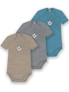 Normani Outdoor Sports Комплект из 3 детских боди с коротким рукавом из мериносовой шерсти, цвет Тауранга, синий/серый/бежевый