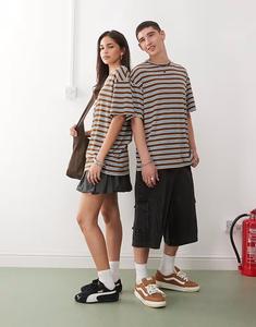 Футболка унисекс COLLUSION в коричневую полоску