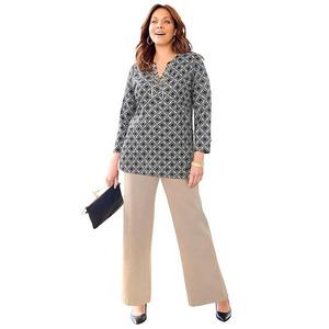 Туника с кружевной шнуровкой для женщин plus size Catherines, Black White Diamond