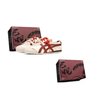 Мексика 66 cold plum blossom in snow box нескользящие износостойкие низкие повседневные кроссовки unisex Onitsuka Tiger, белый/красный