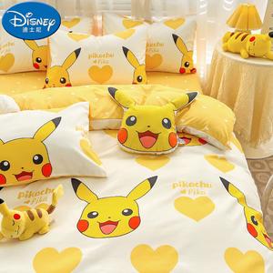 Disney Комплект постельного белья из 3 предметов, 120 см, простыня на резинке, хлопок, Happy Pikachu