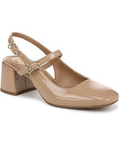 Женские туфли-лодочки Grace на блочном каблуке с открытой пяткой, модель Мэри Джейн Sam and Libby, True Tan Patent