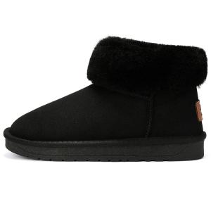 Тёплые износостойкие противоскользящие короткие снежные ботинки 2 см женские OMS, коричневый [Минимализм]