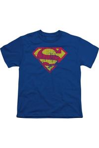 Футболка с классическим логотипом Superman и эффектом потертости для детей Gildan, синий