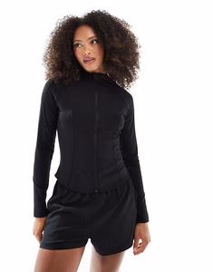 Топ South Beach с длинными рукавами и молнией черного цвета