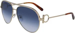 Солнцезащитные очки FERRAGAMO SF 237 S 743 с золотисто-синим градиентом Salvatore Ferragamo, Gold-blue-brown/Gold-logo