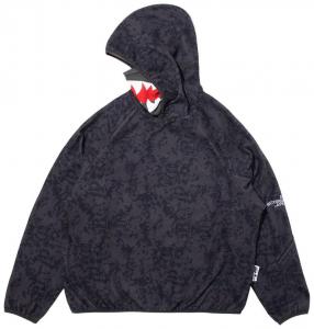 Худи BAPE x Kazuki Pixelate Camo Shark Relaxed Fit Pullover Hoodie, черный