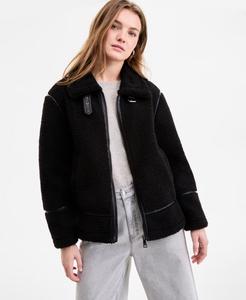 Женское пальто из искусственной кожи с отделкой под шерпу Steve Madden, Black