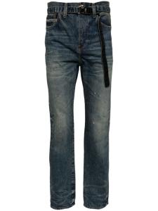 Sacai узкие джинсы с эффектом потертости