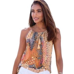 Женский топ с принтом и плетеными лямками Lascana, Orange Multicolor