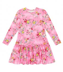 Платье из хлопкового джерси с цветочным принтом Monnalisa, Cipria