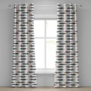 Штора на люверсах ABAKUHAUS Самолет, коллекция реактивных истребителей, ракетной авиации, штурмовиков, пожарных бомбардировщиков, современный британский принт, декоративные двухпанельные шторы, 280 см x 175 см, разноцветные