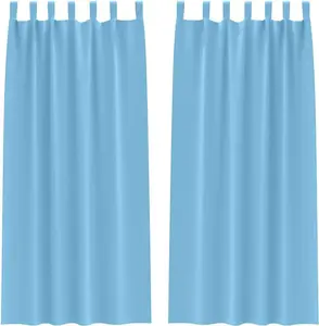 Плотные шторы с кольцами, 2 шт., небесно-голубые, 260 x 140 см vidaXL