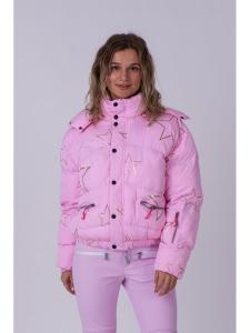Женская стильная пуховая куртка розового цвета со звездами OOSC, Pink with gold stars