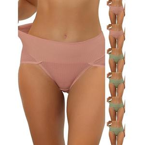 7 пар женских высоких рифленых трусов с высокой талией и эффектом контроля живота, доступны в plus size Inspire Chic, Pea Green Light Red