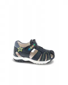 Детские пинетки из кожи на липучке Pablosky, синий