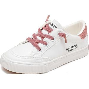 Нескользящие и износостойкие дышащие низкие детские кроссовки для скейтбординга WARRIOR, белый/розовый
