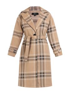 Женское пальто в бежевую клетку faina