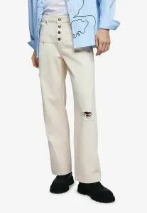 Джинсы прямого кроя с двойной талией и рваными штанинами Desigual, White