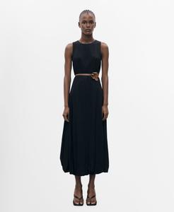 Женское длинное платье с эффектом воздушного шара MANGO, Black