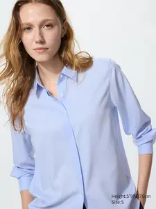 Вискозная блузка (в полоску) Uniqlo, 61 blue