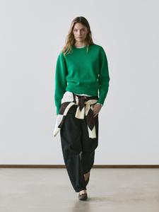 Вязаный свитер из хлопковой смеси Massimo Dutti, green billiard