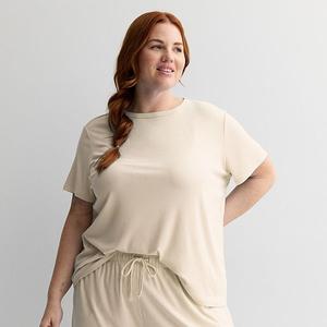 Пижамный топ с коротким рукавом и рубчиками Plus size Sonoma Goods For Life, White Oak