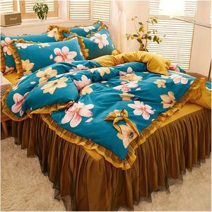 YUSIWOAL Комплект постельного белья из мягкого хлопка с лиственным цветочным принтом Color 9